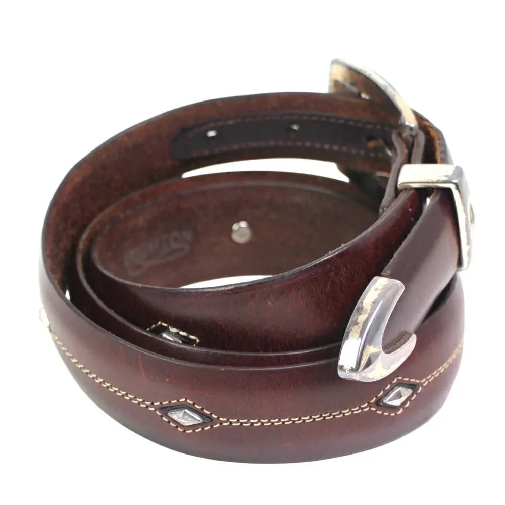 BRIGHTON BROWN REAL LEATHER 1 1/4